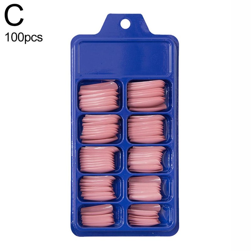 100Pcs/set False nail stickers, finished nail stickers, small blue box, nail art stickers, ballet nails, European and American style, long, solid color.